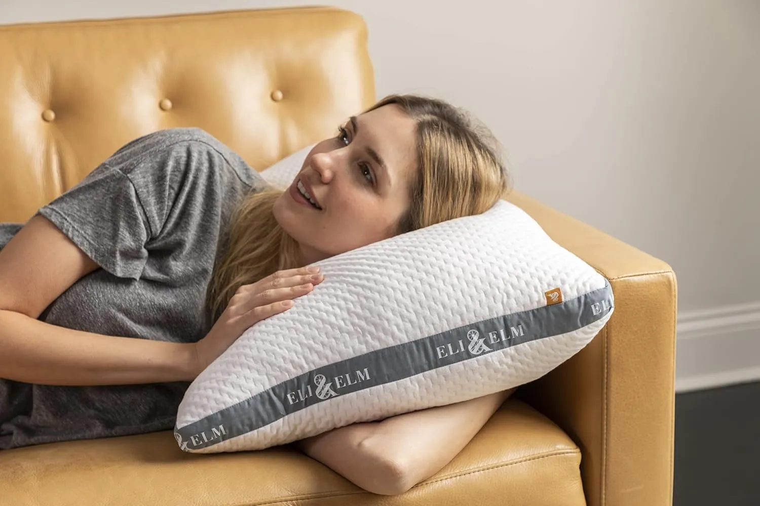 Eli & Elm | Best Ergonomic Side Sleeper Pillow for Neck Pain. Supportive Cooling Latex Fill with Luxury Breathable Cover. U-Shape Contoured Design. Queen Size Bed Pillow - 17" X 29"