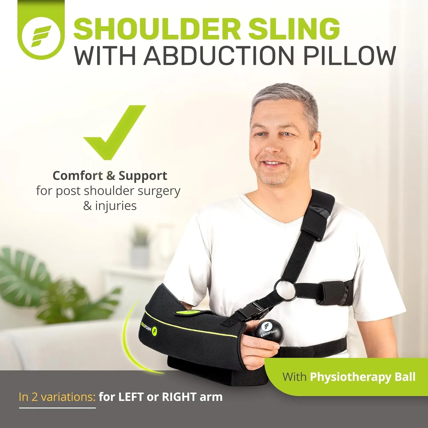 ErgoFoam Shoulder Sling with Abduction Pillow - Premium Abduction Sling Designed for Athletes - Arm Sling Shoulder Immobilizer With Pillow (Right)