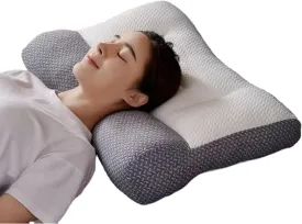 Ergonomic Contour Pillow for Neck & Shoulder Pain Relief, Orthopedic Deep Sleep & Ease Sleep Pillow, Cervical Neck Support Pillows Soft Patchwork (Grey)