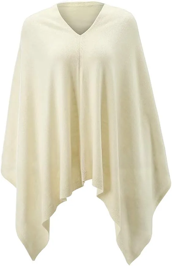 Fomolom Women Ponchos Sweater Versatile Lightweight Solid Knitted Shawl Wrap Scarf Cape Accessories for Womens