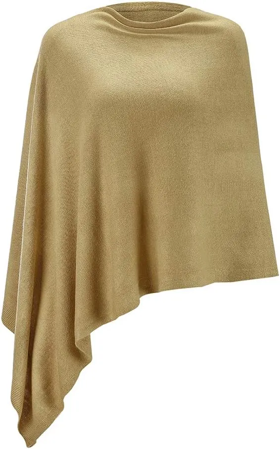 Fomolom Women Ponchos Sweater Versatile Lightweight Solid Knitted Shawl Wrap Scarf Cape Accessories for Womens