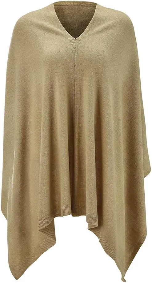 Fomolom Women Ponchos Sweater Versatile Lightweight Solid Knitted Shawl Wrap Scarf Cape Accessories for Womens