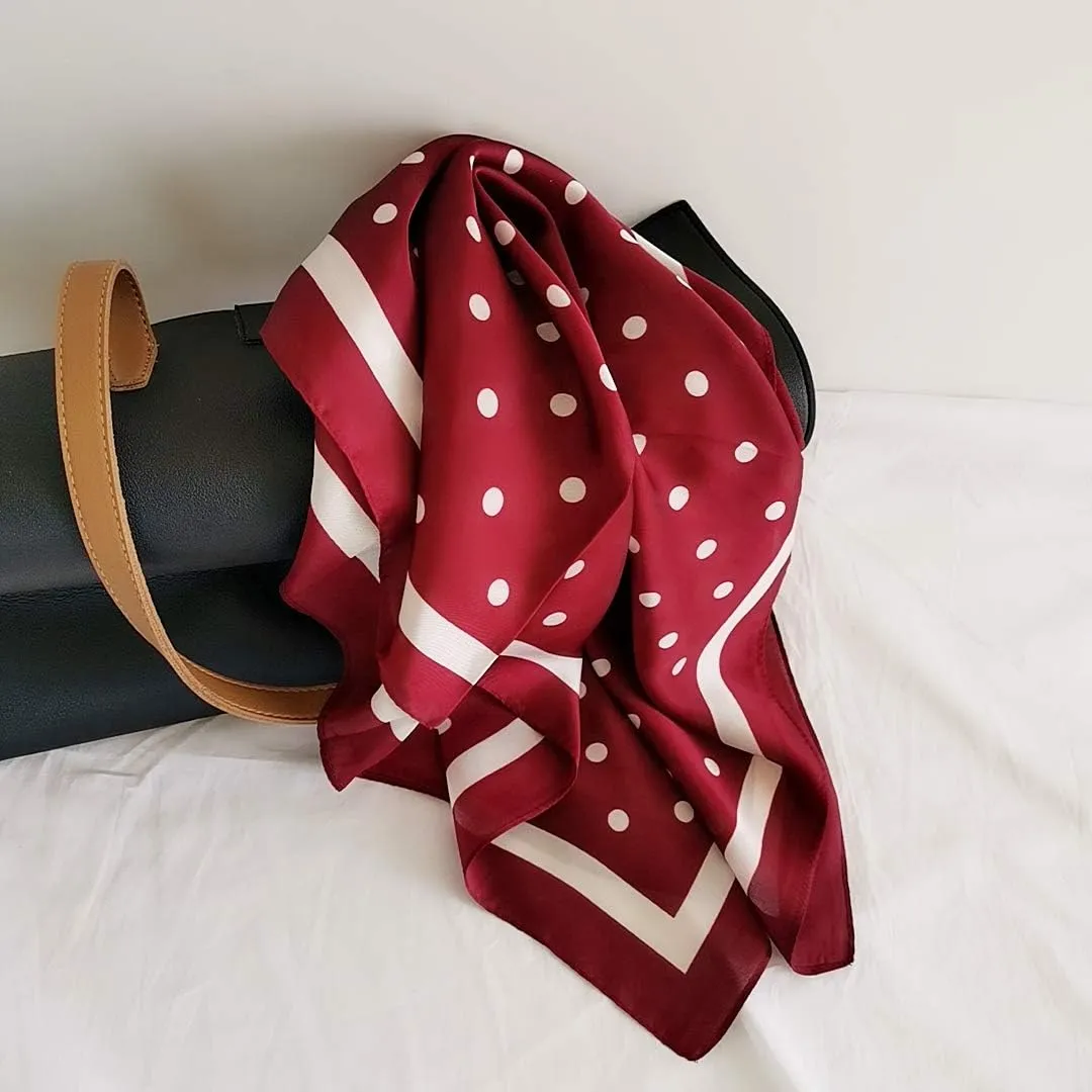 FONYVE Silk Feeling Scarf Medium Square Satin Head Scarf for Women 27.5  27.5 inches