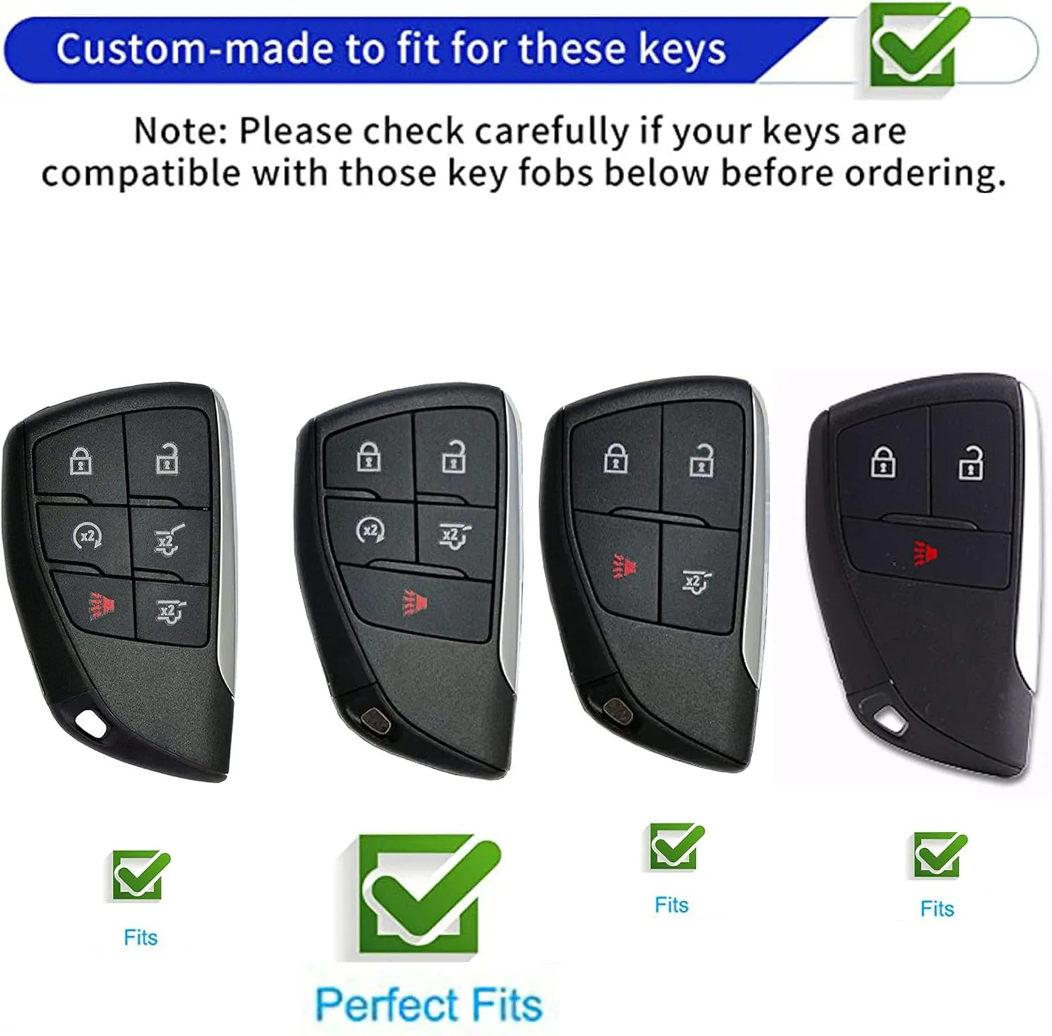 for Chevy Key Fob Cover Shell with Keychain Fit for Chevrolet Suburban Tahoe GM Buick Encore GMC Yukon Smart Key (5-Button Gray)