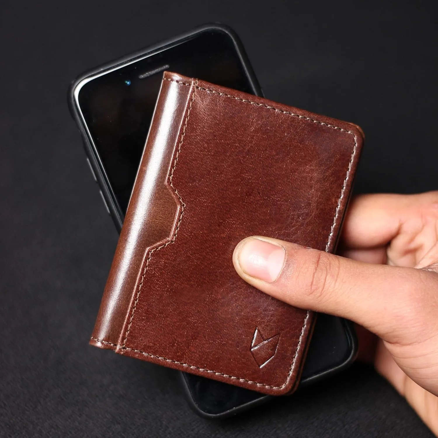 FOXHACKLE Leather Credit Card Holder Wallet for Men and Women, Thin Bifold RFID Blocking Wallet, Slim Front Pocket Minimalist Wallet, Small Card Case