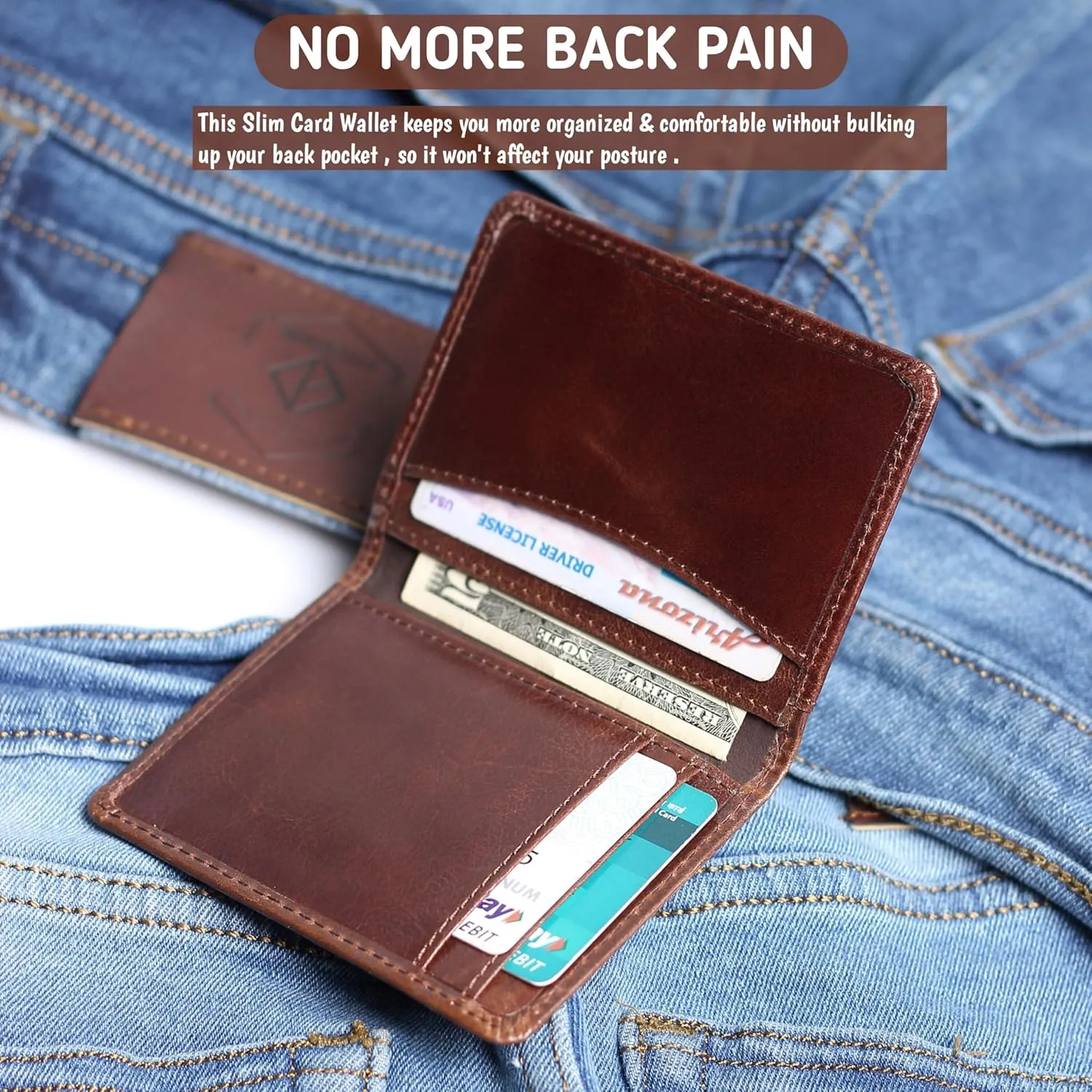 FOXHACKLE Leather Credit Card Holder Wallet for Men and Women, Thin Bifold RFID Blocking Wallet, Slim Front Pocket Minimalist Wallet, Small Card Case