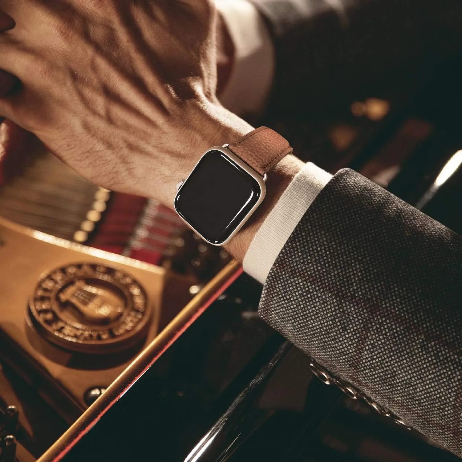Fullmosa Leather Bands Compatible Apple Watch Band 38mm 40mm 41mm 42mm 44mm 45mm 49mm, Dressy Chic iWatch Strap with Case for iWatch Series 9 8 7 6 5 4 3 2 1 SE Ultra 2 1 for Women