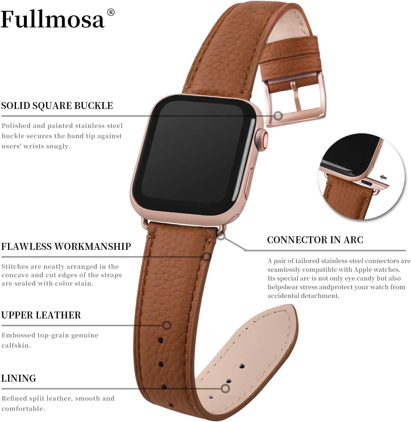 Fullmosa Leather Bands Compatible Apple Watch Band 38mm 40mm 41mm 42mm 44mm 45mm 49mm, Dressy Chic iWatch Strap with Case for iWatch Series 9 8 7 6 5 4 3 2 1 SE Ultra 2 1 for Women