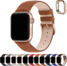 Fullmosa Leather Bands Compatible Apple Watch Band 38mm 40mm 41mm 42mm 44mm 45mm 49mm, Dressy Chic iWatch Strap with Case for iWatch Series 9 8 7 6 5 4 3 2 1 SE Ultra 2 1 for Women