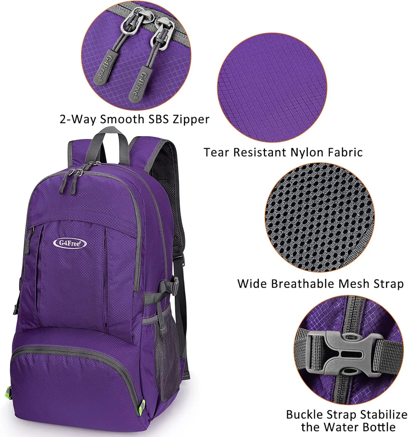 G4Free 40L Lightweight Packable Hiking Backpack, Waterproof Travel Daypack