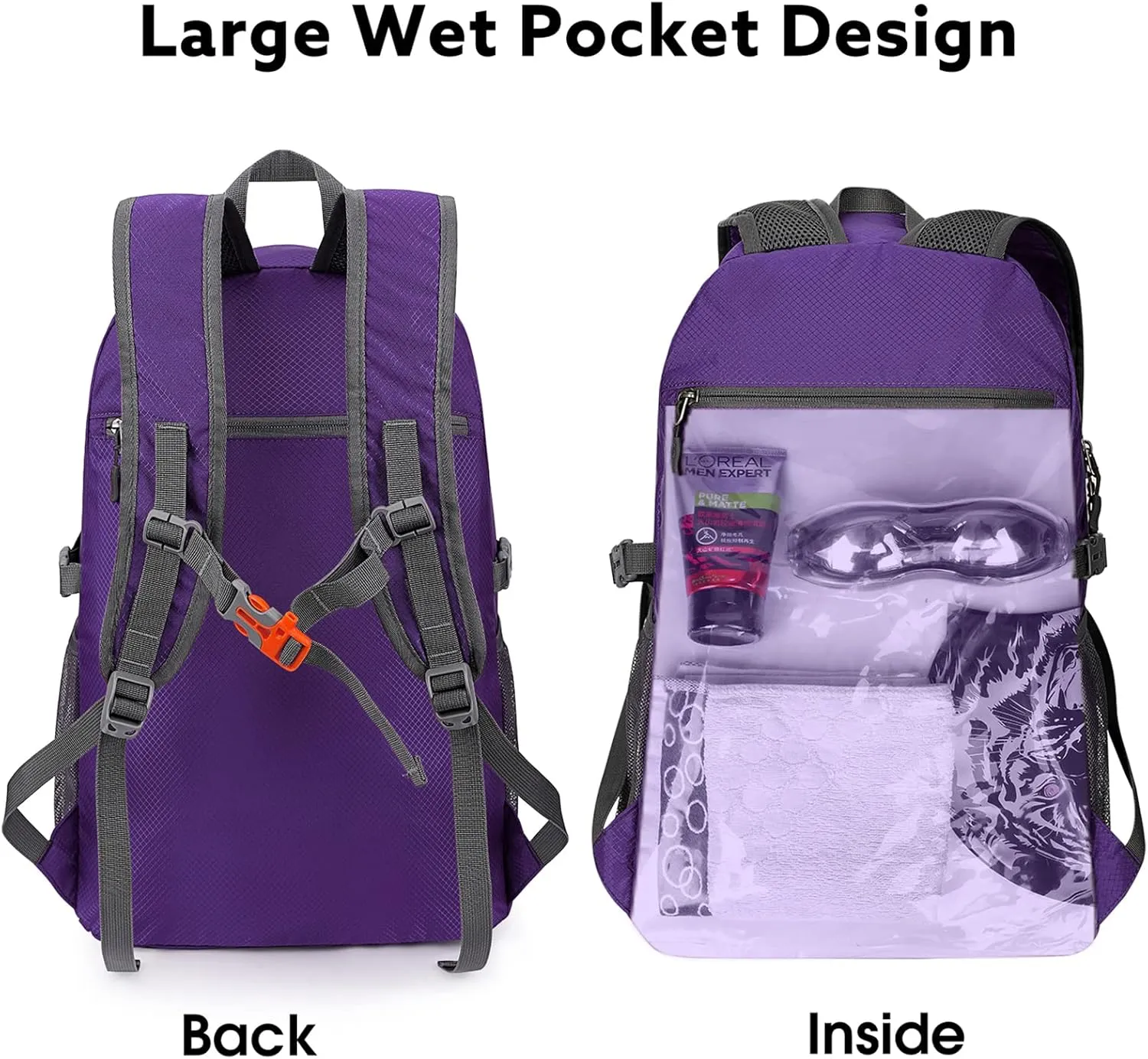 G4Free 40L Lightweight Packable Hiking Backpack, Waterproof Travel Daypack