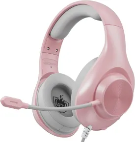 Gaming Headset for PS5 PS4 PC, Wired Headsets with 7.1 Surround Sound, H-7 Gaming Over Ear Headphones with Noise Cancelling Flexible Mic Memory Earmuffs, for PC/PS5/PS4/XboxSeries X/S/Switch (Pink)