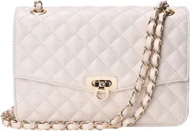 GM LIKKIE Quilted Shoulder Bag for Women, Medium Flap Crossbody Handbag with Chain Strap, Soft Vegan Leather Clutch Purse