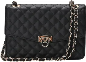 GM LIKKIE Quilted Shoulder Bag for Women, Medium Flap Crossbody Handbag with Chain Strap, Soft Vegan Leather Clutch Purse