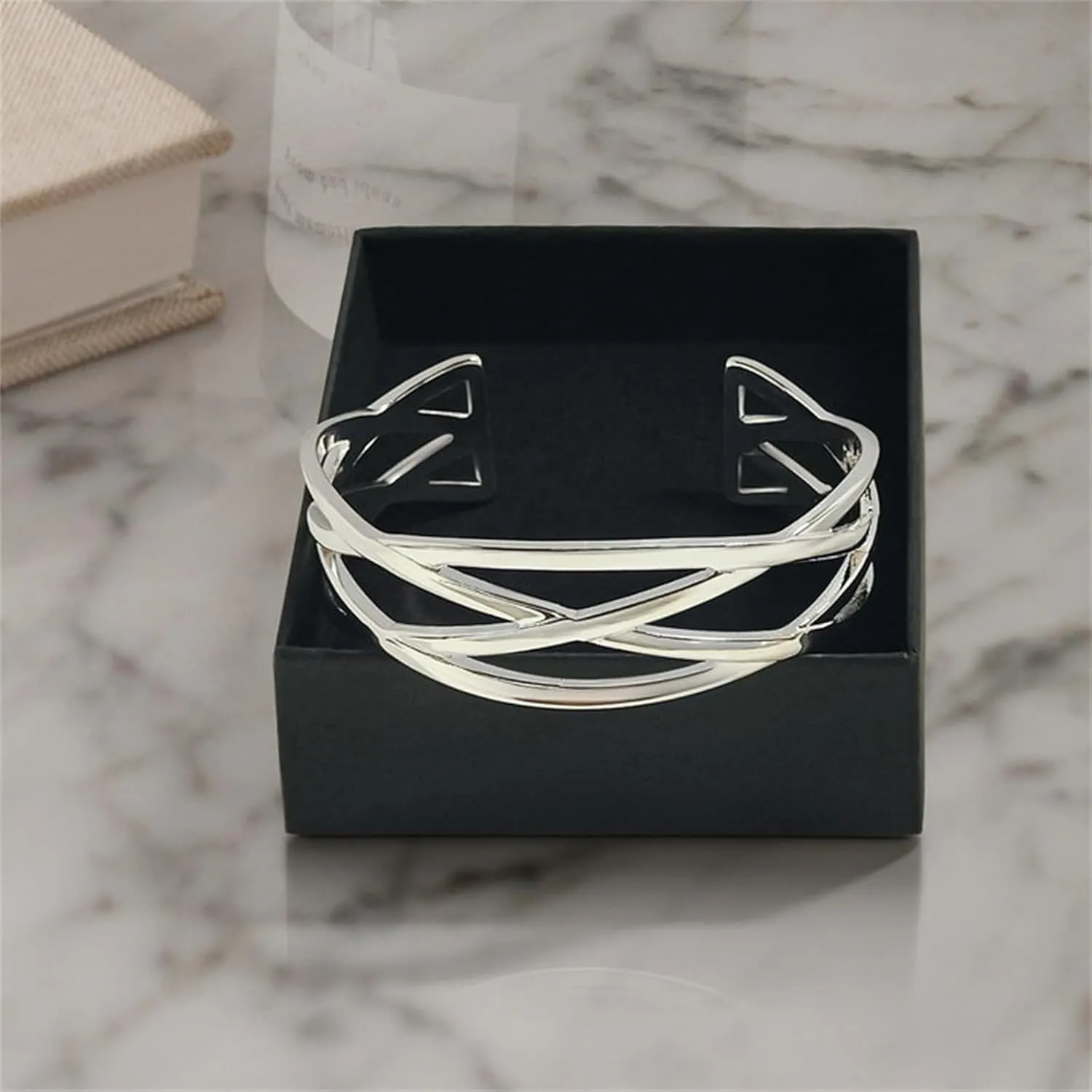 Gold Cuff Bracelets Adjustable Open Engraved Bangle Bracelets Stainless Steel Jewelry Birthday Halloween Christmas Gifts for Women Men