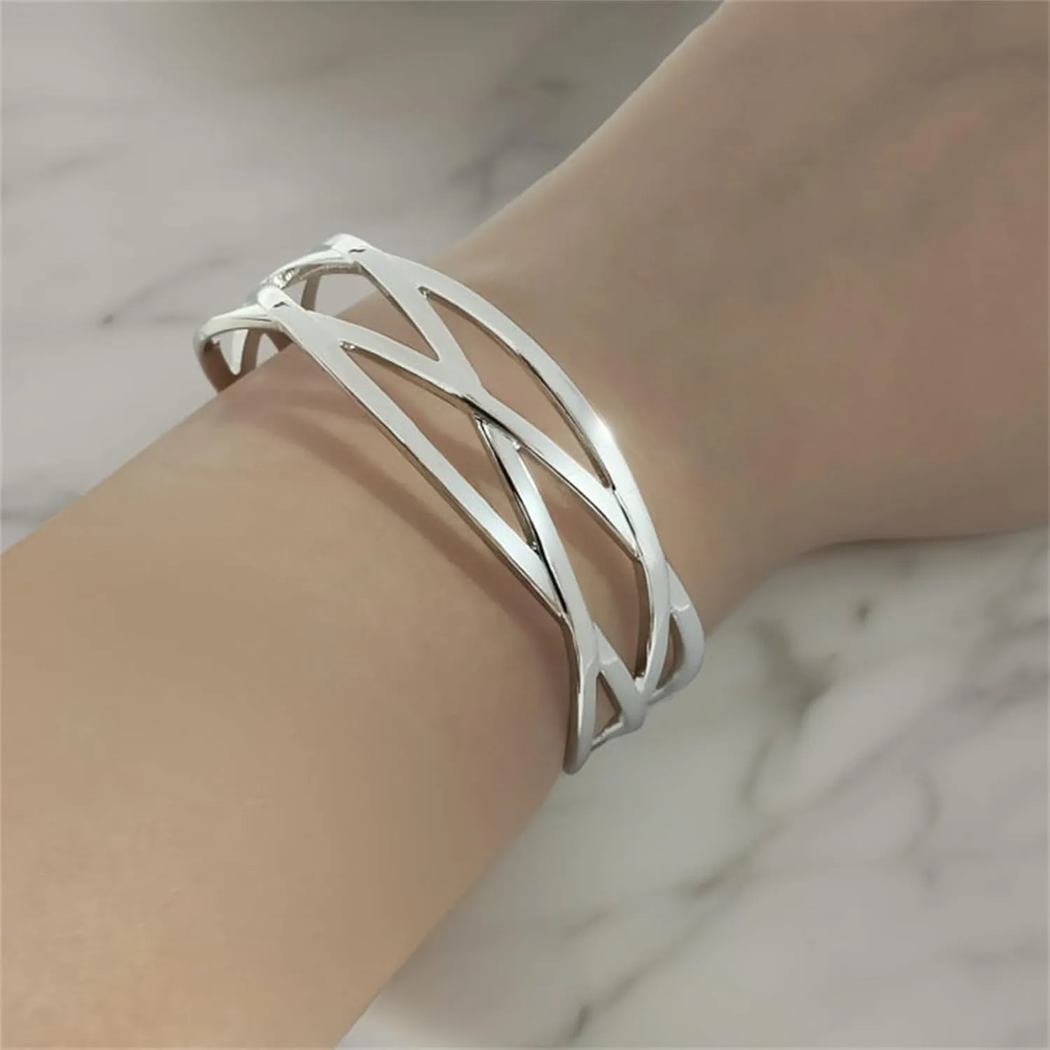 Gold Cuff Bracelets Adjustable Open Engraved Bangle Bracelets Stainless Steel Jewelry Birthday Halloween Christmas Gifts for Women Men