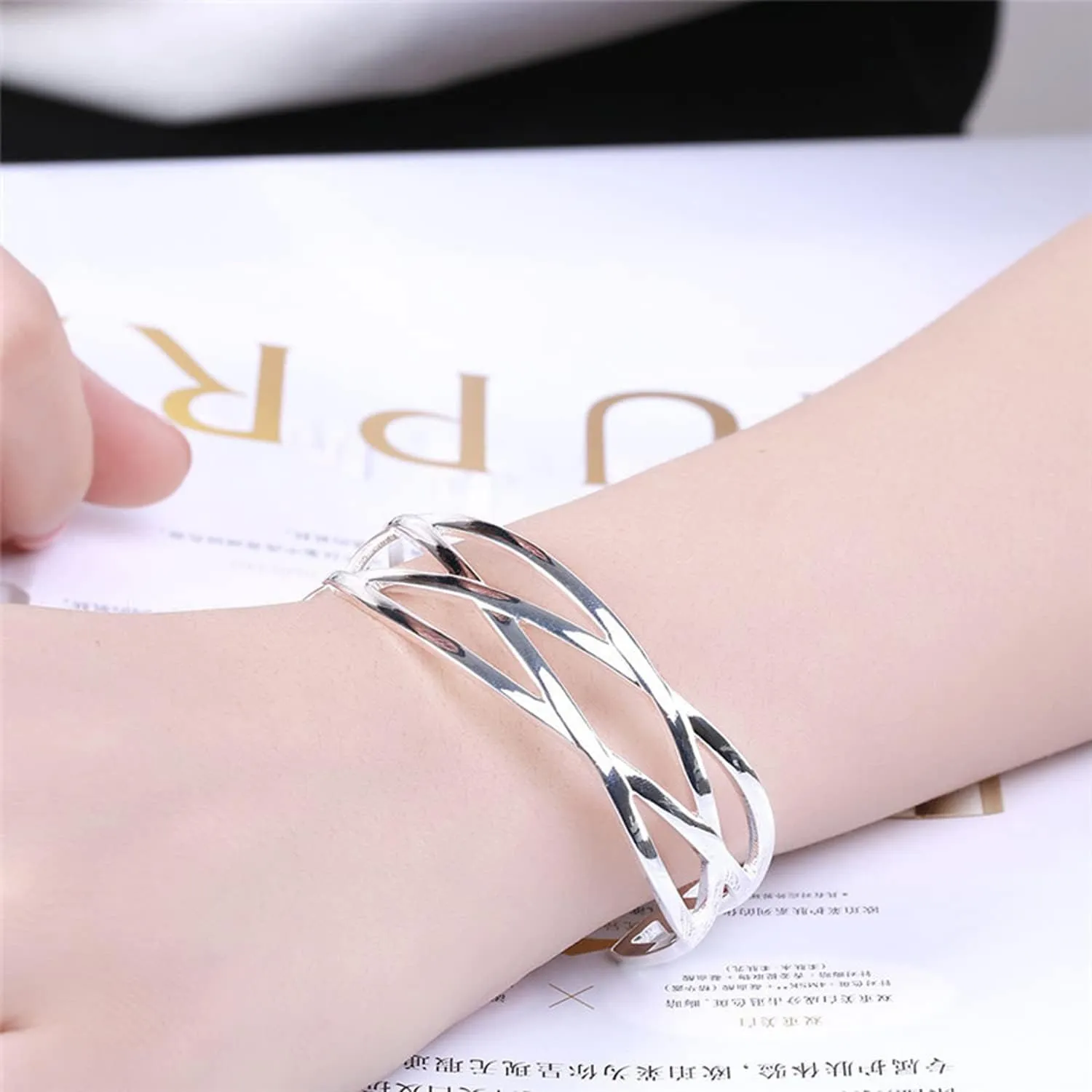 Gold Cuff Bracelets Adjustable Open Engraved Bangle Bracelets Stainless Steel Jewelry Birthday Halloween Christmas Gifts for Women Men