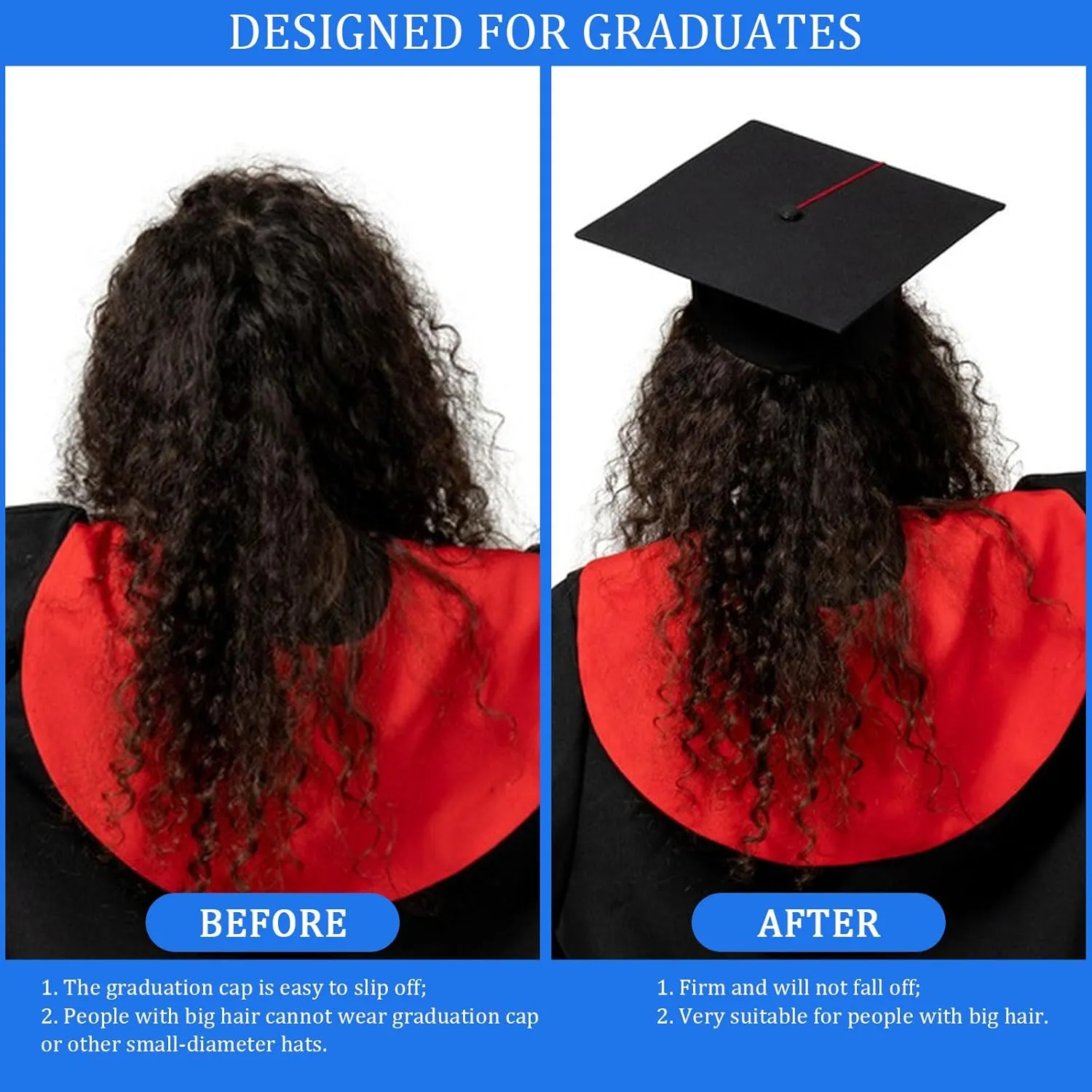 Graduation Cap Headband Insert, Grad Caps Headband Insert, Adjustable, Secures Cap and Keeps Hairstyle, Upgraded Interior Design, Simple and Practical Anti-Fall Hairband for Graduation (1 Pack, M)