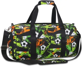 Gym Travel Duffle Bag for Boys - Gymnastics Sports Dance Bag with Shoe Compartment & Wet Pocket Kids Travel Bag Teens Weekender Sleepover Carry On Bag Football
