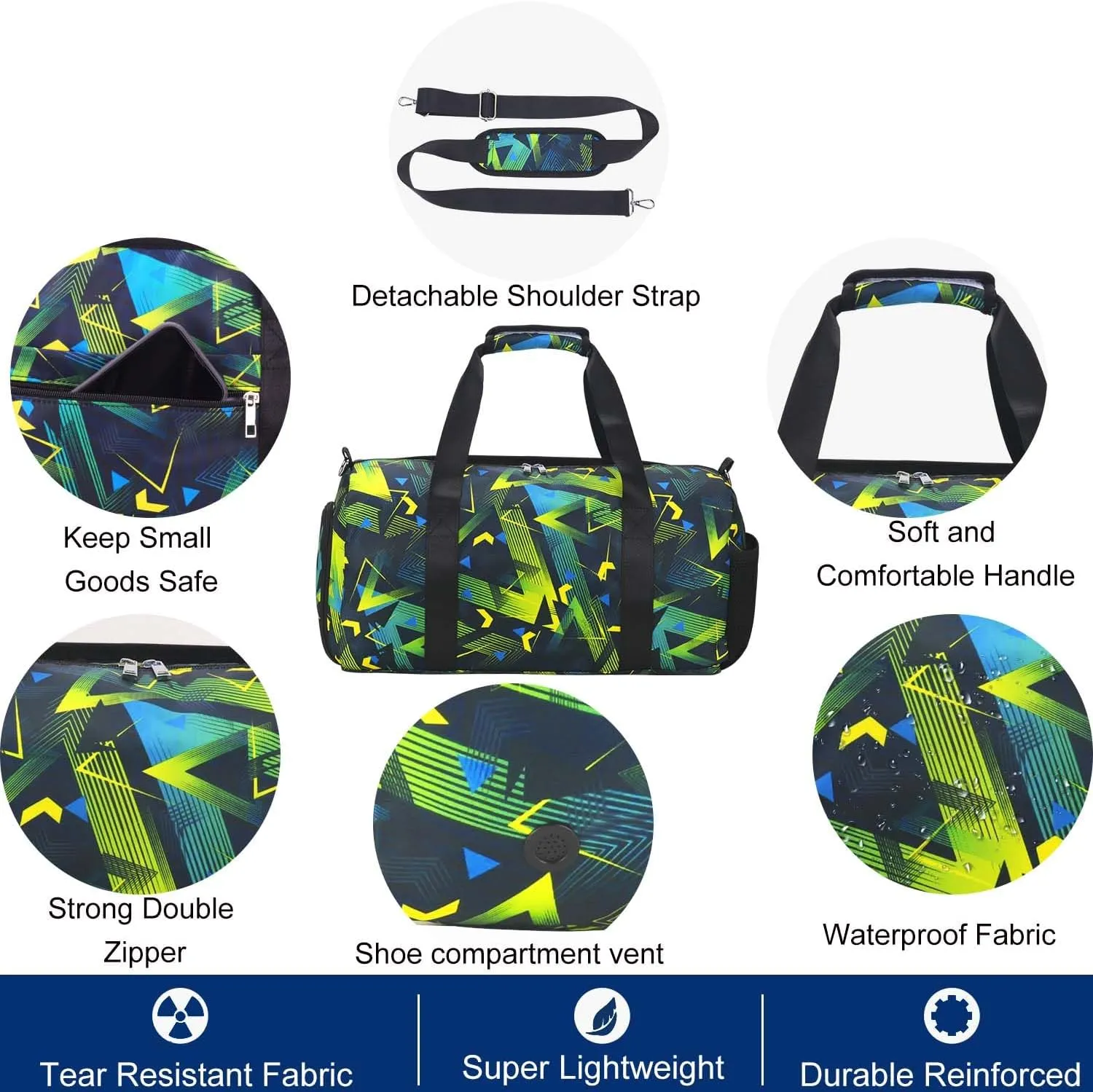 Gym Travel Duffle Bag for Boys - Gymnastics Sports Dance Bag with Shoe Compartment & Wet Pocket Kids Travel Bag Teens Weekender Sleepover Carry On Bag
