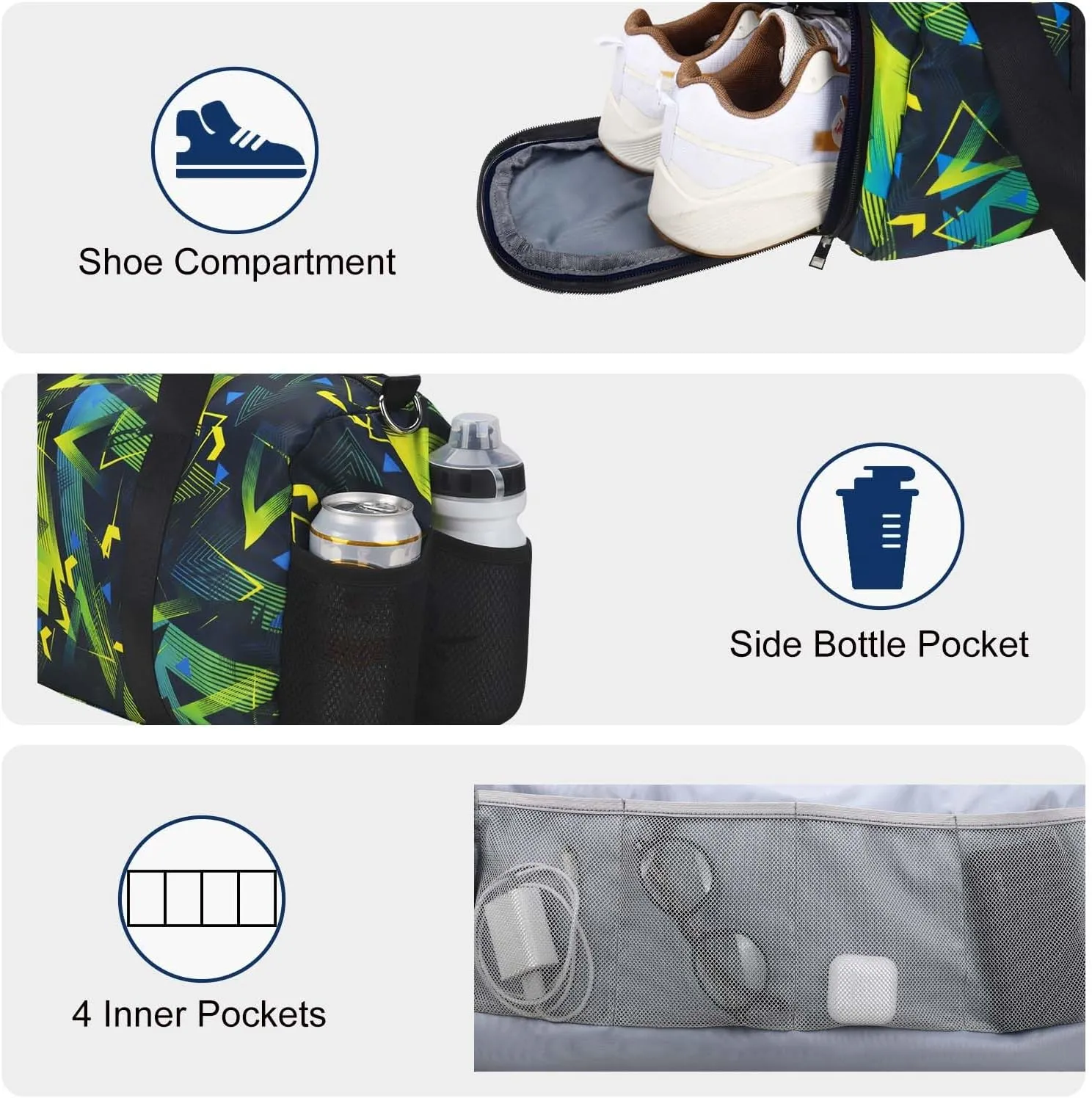 Gym Travel Duffle Bag for Boys - Gymnastics Sports Dance Bag with Shoe Compartment & Wet Pocket Kids Travel Bag Teens Weekender Sleepover Carry On Bag