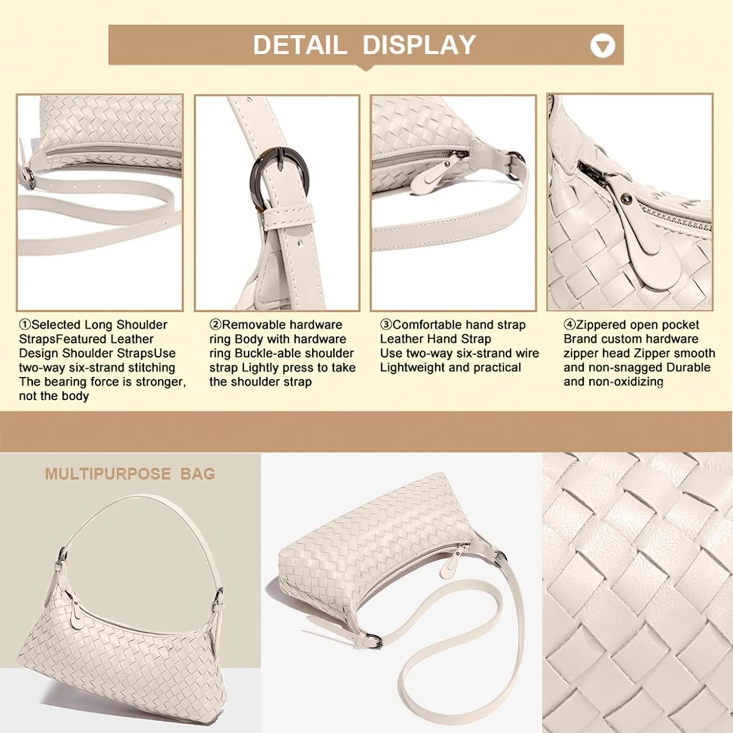 Handbags Shoulder Bags for Women Small Bags Women's Woven Tote Bag Crossbody Handbag Travel Hand Bag Purse Hobo