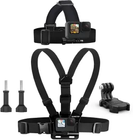 Head Mount Strap Chest Mount Harness Chesty Kit Compatible with GoPro Hero 13, 12, 11, 10, 9, 8, 7, 6, 5, 4, Session, 3 , 3, 2, 1, Hero (2018), Fusion, Max, DJI Osmo Action Cameras