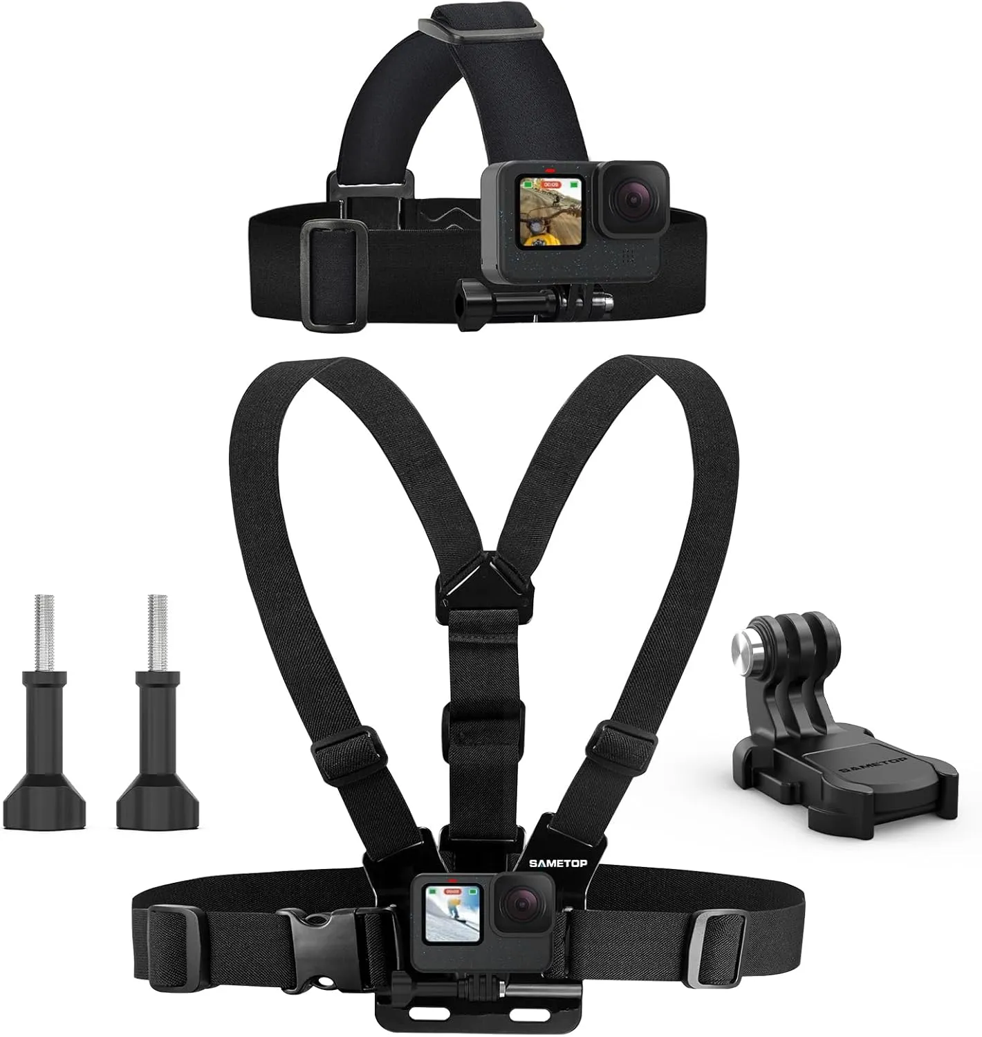 Head Mount Strap Chest Mount Harness Chesty Kit Compatible with GoPro Hero 13, 12, 11, 10, 9, 8, 7, 6, 5, 4, Session, 3 , 3, 2, 1, Hero (2018), Fusion, Max, DJI Osmo Action Cameras