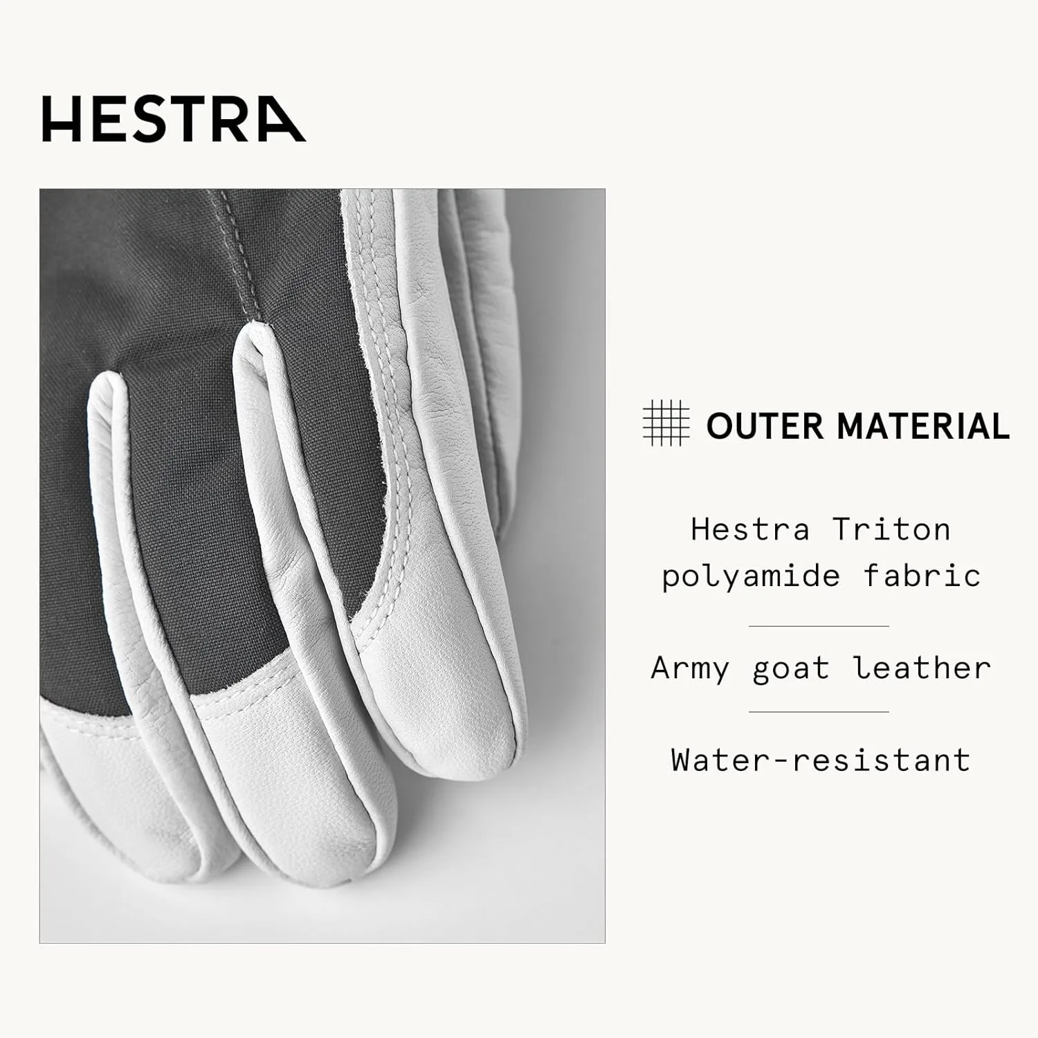 Hestra Women's Heli Ski Female Glove, 5-Finger Leather Snow Glove for Skiing, Snowboarding and Mountaineering