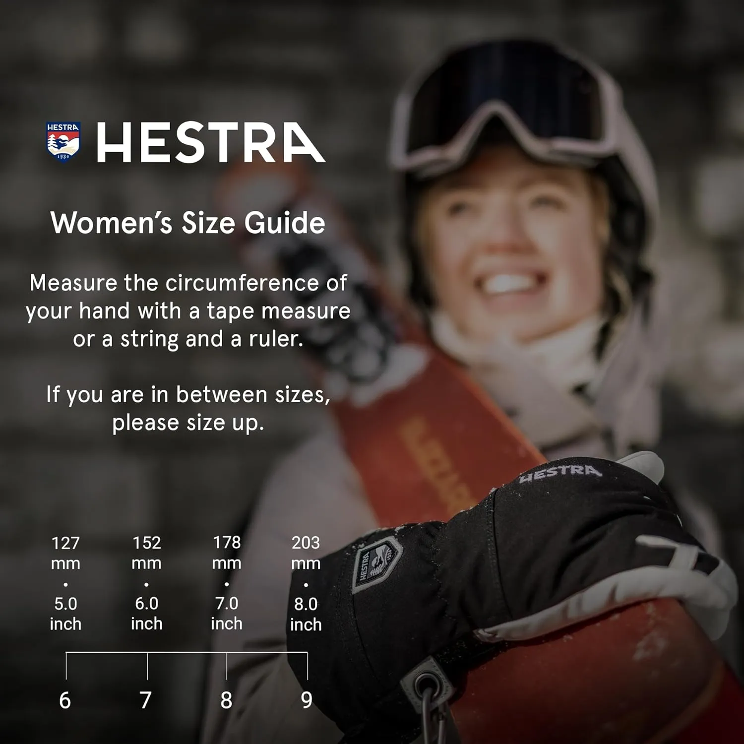 Hestra Women's Heli Ski Female Glove, 5-Finger Leather Snow Glove for Skiing, Snowboarding and Mountaineering
