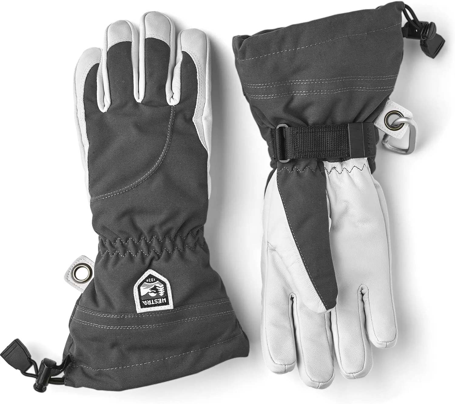 Hestra Women's Heli Ski Female Glove, 5-Finger Leather Snow Glove for Skiing, Snowboarding and Mountaineering