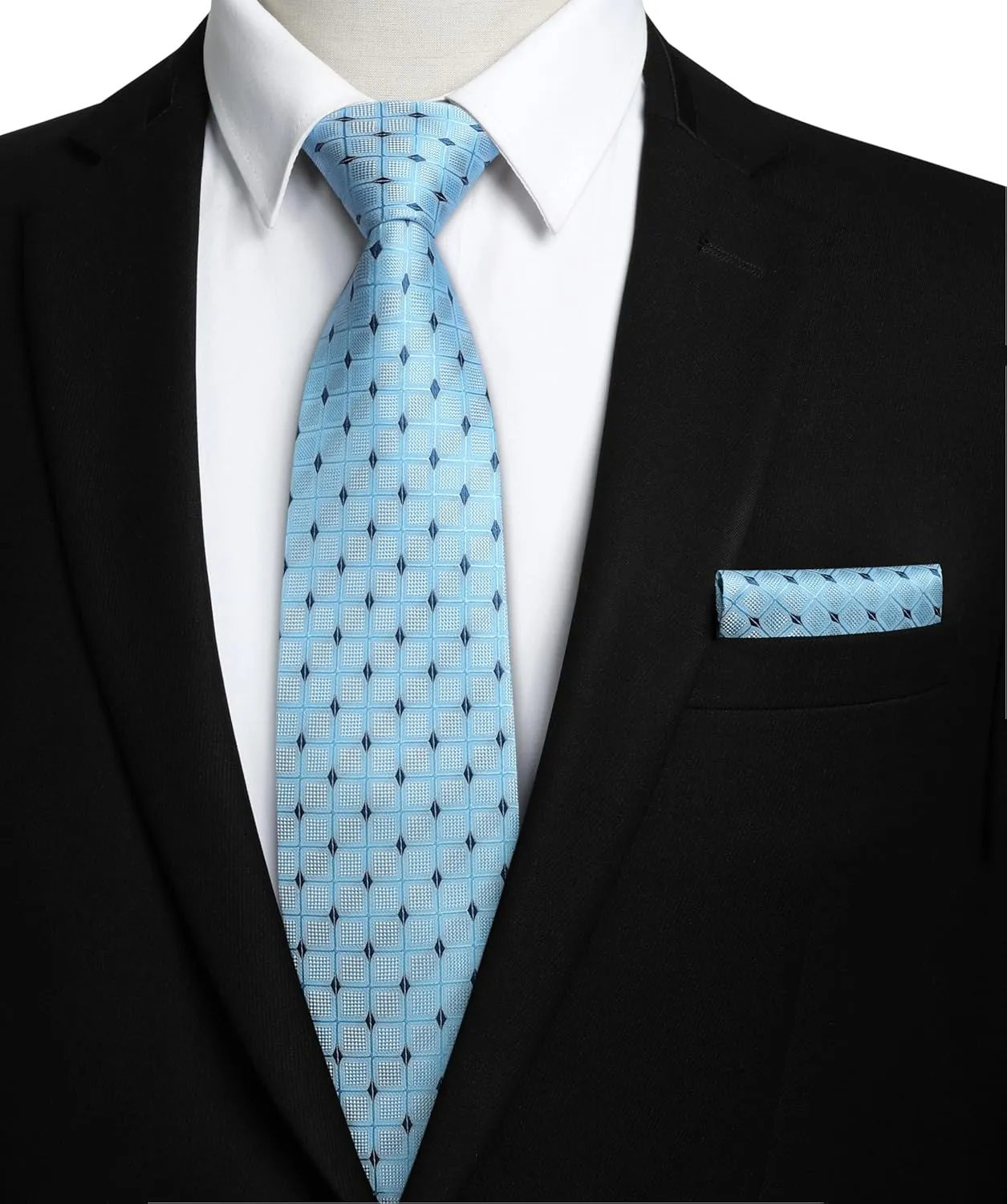 HISDERN Mens Ties Plaid Tie and Pocket Square Set Classic Woven Formal Checkered Neckties & Handkerchief Wedding Party