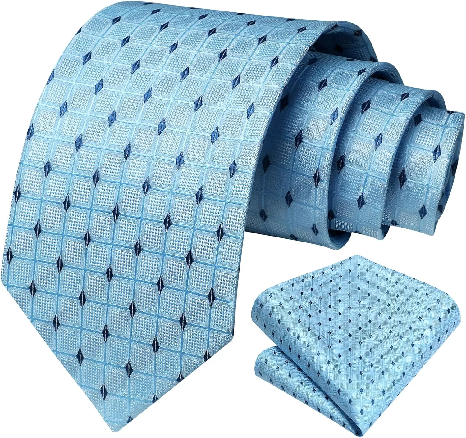 HISDERN Mens Ties Plaid Tie and Pocket Square Set Classic Woven Formal Checkered Neckties & Handkerchief Wedding Party