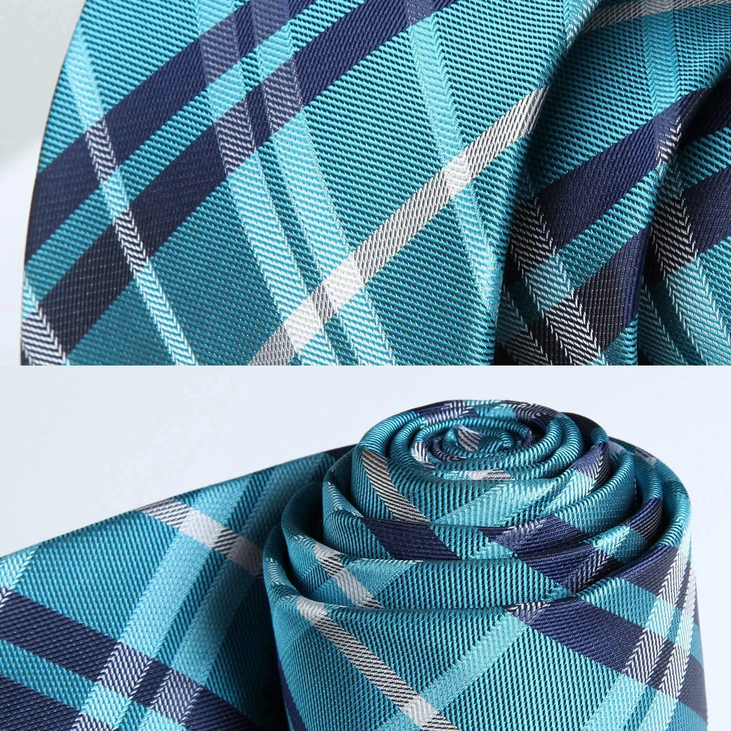 HISDERN Mens Ties Plaid Tie and Pocket Square Set Classic Woven Formal Checkered Neckties & Handkerchief Wedding Party