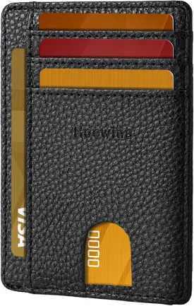 Hoewina Slim Wallet for Men, Credit Card Holder Wallet, Minimalist Design - RFID Blocking Front Pocket Leather Thin Wallet for Men and Women(Lichee Black)
