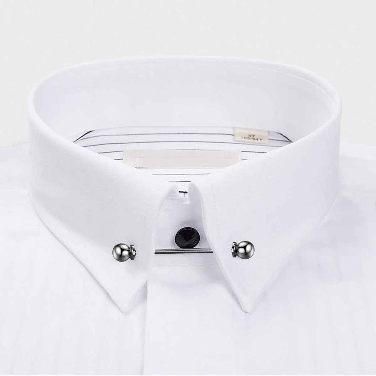 HONEY BEAR 2.52inch Mens Shirt Collar Bar Pin Clips Clasp Set Business Gift 6.4cm
