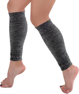 Iconikal Black & Silver Leg Warmer Sleeves - Stretchy Snug Fit from Calf to Ankle - Ideal Warm Accessory