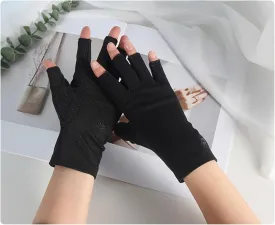 INOGIH Women Fingless UV Protection Sunblock Gloves,Outdoor Non-Slip Driving-Gloves for Cyling