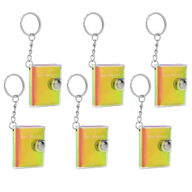 JANKOW Mini Notebook Keychain, Miniature Notebook Keychain, Mini portable notebook keychain, Diary Journal Key Ring Small Note Pads, for travel diary, personal diary, work records, mood diaries (6Pcs) (Golden) Unknown Binding