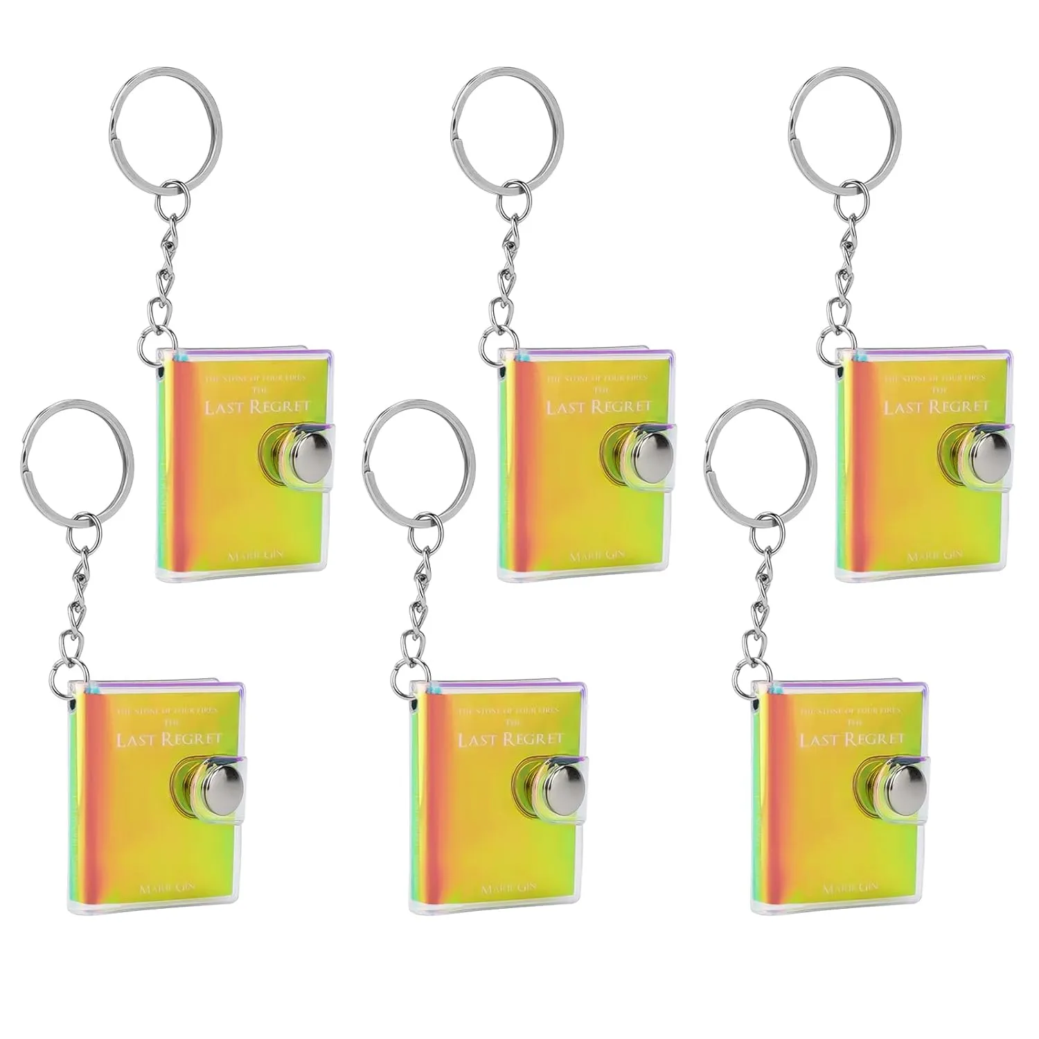 JANKOW Mini Notebook Keychain, Miniature Notebook Keychain, Mini portable notebook keychain, Diary Journal Key Ring Small Note Pads, for travel diary, personal diary, work records, mood diaries (6Pcs) (Golden) Unknown Binding