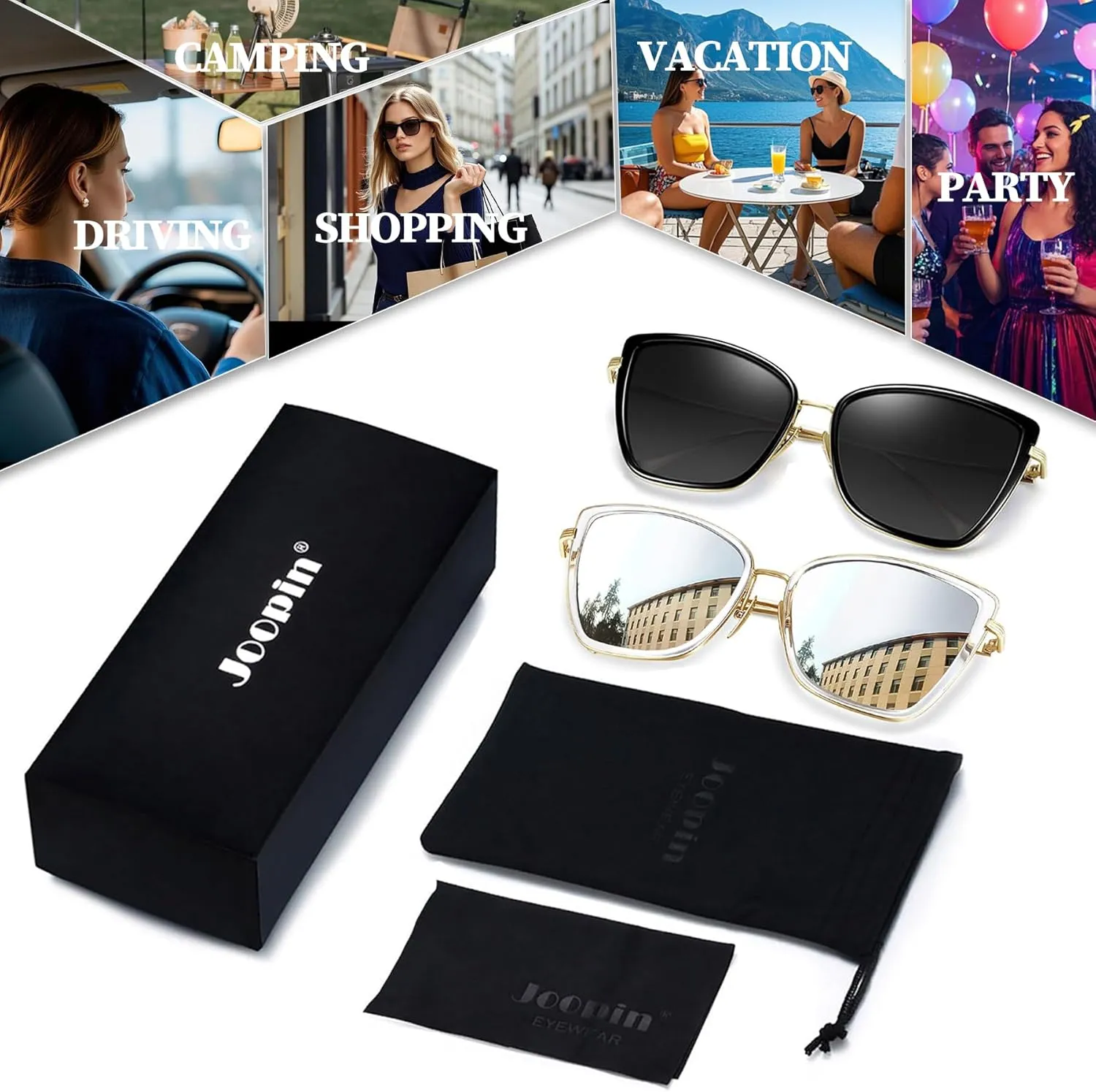 Joopin Oversized Cateye Sunglasses for Women Fashion Cat Eye Sun Glasses UV Protection Ladies Shades Sunnies