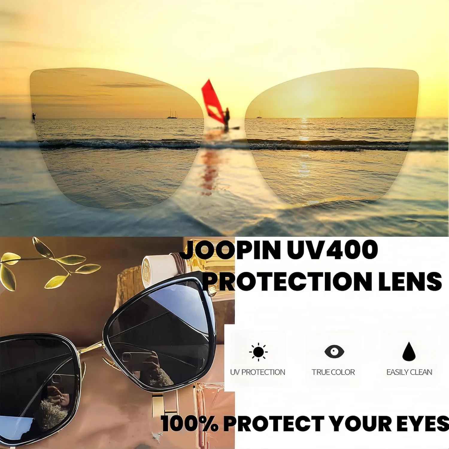 Joopin Oversized Cateye Sunglasses for Women Fashion Cat Eye Sun Glasses UV Protection Ladies Shades Sunnies