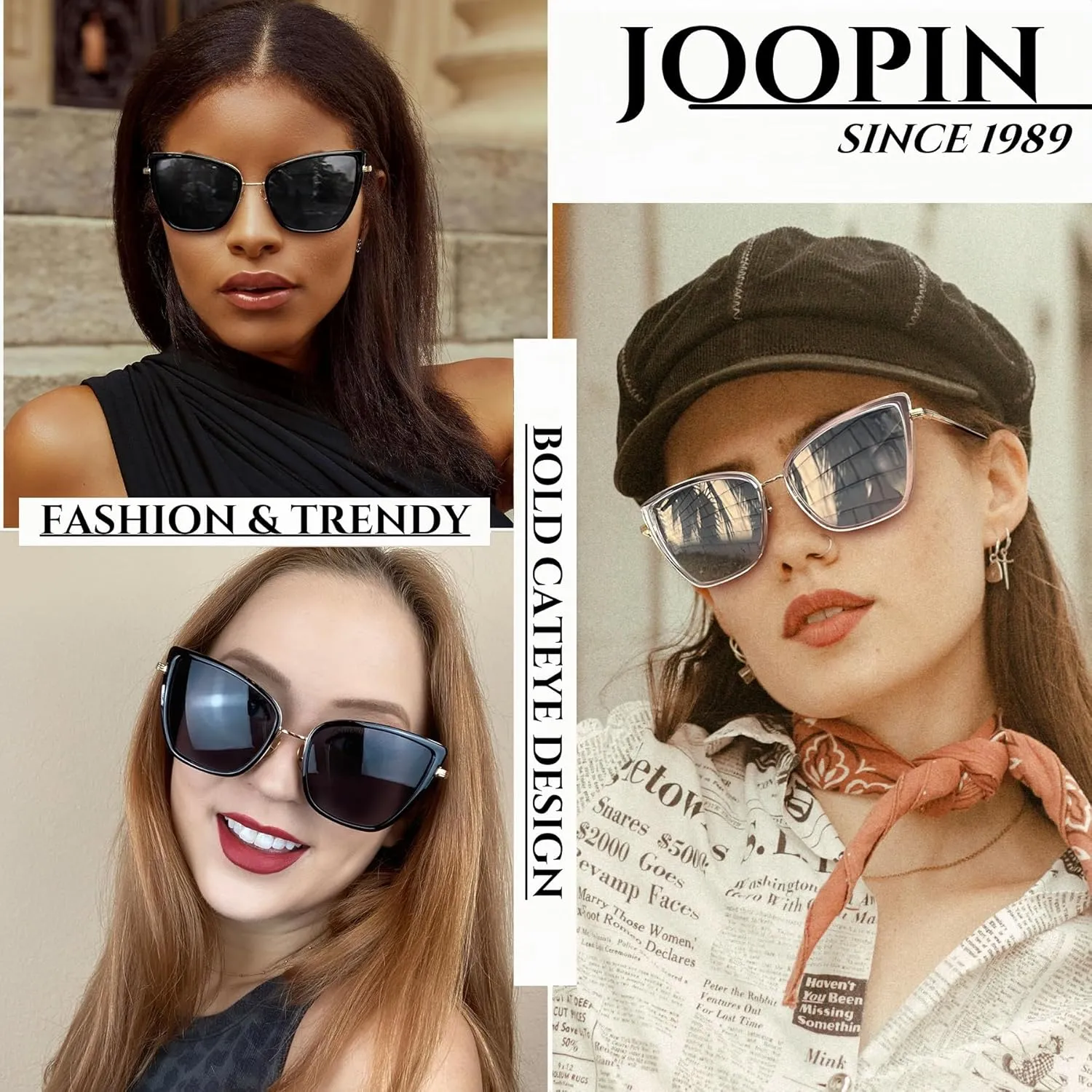 Joopin Oversized Cateye Sunglasses for Women Fashion Cat Eye Sun Glasses UV Protection Ladies Shades Sunnies