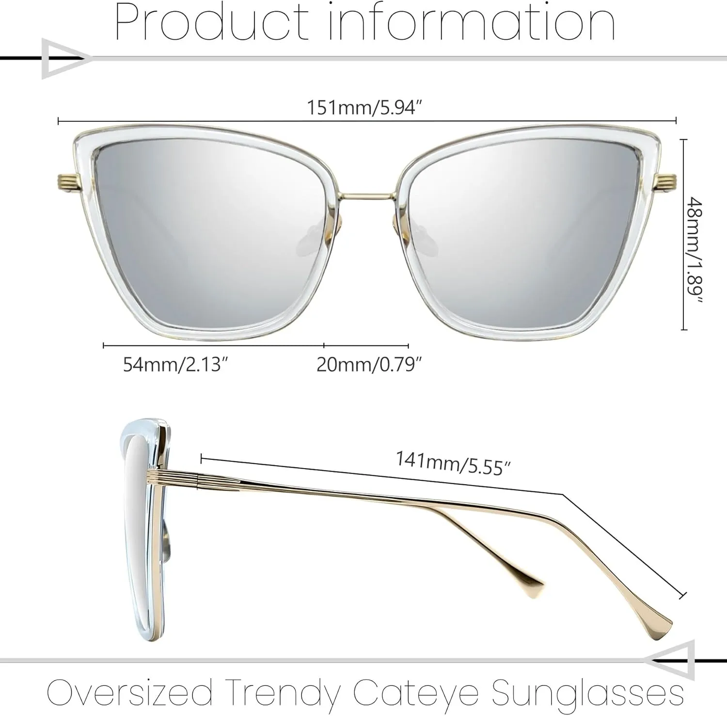 Joopin Oversized Cateye Sunglasses for Women Fashion Cat Eye Sun Glasses UV Protection Ladies Shades Sunnies