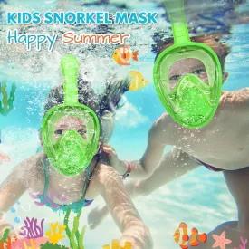 Kids Snorkel Mask Full Face, Snorkeling Gear for Kids 2-14 with Camera Mount, 180 Degree Panoramic View Snorkeling Set Anti-Fog Anti-Leak