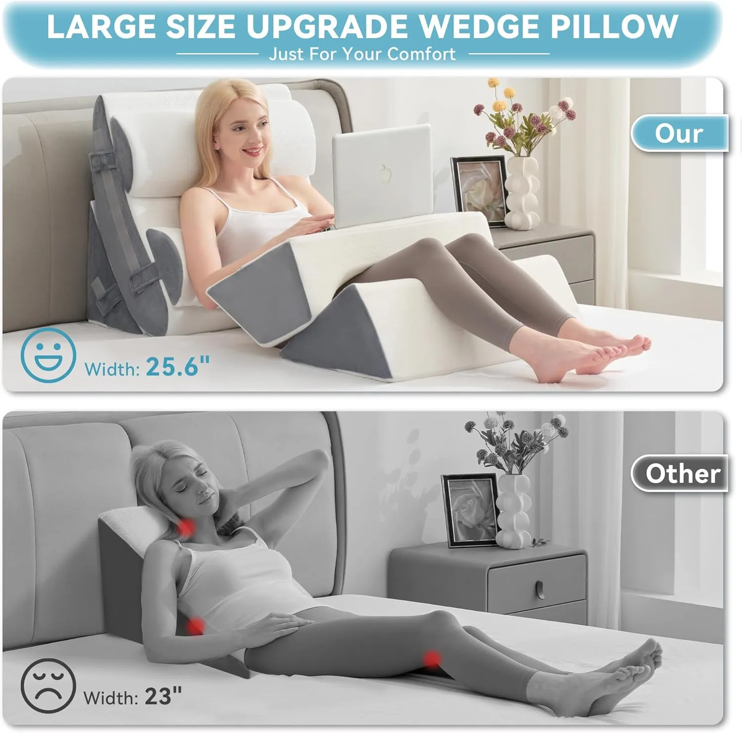 Kingfun 6pcs Orthopedic Bed Wedge Pillow Set for Sleeping, Memory Foam for Sleeping,Breathable Triangle Pillow Wedge, Post Surgery Memory Foam for Back, Leg Pain Relief, Sitting
