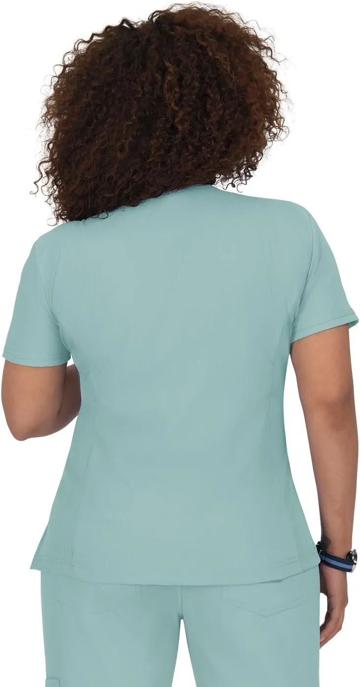 KOI Lite Women's Philosophy Mock Wrap Side Zipper Solid Scrub Top