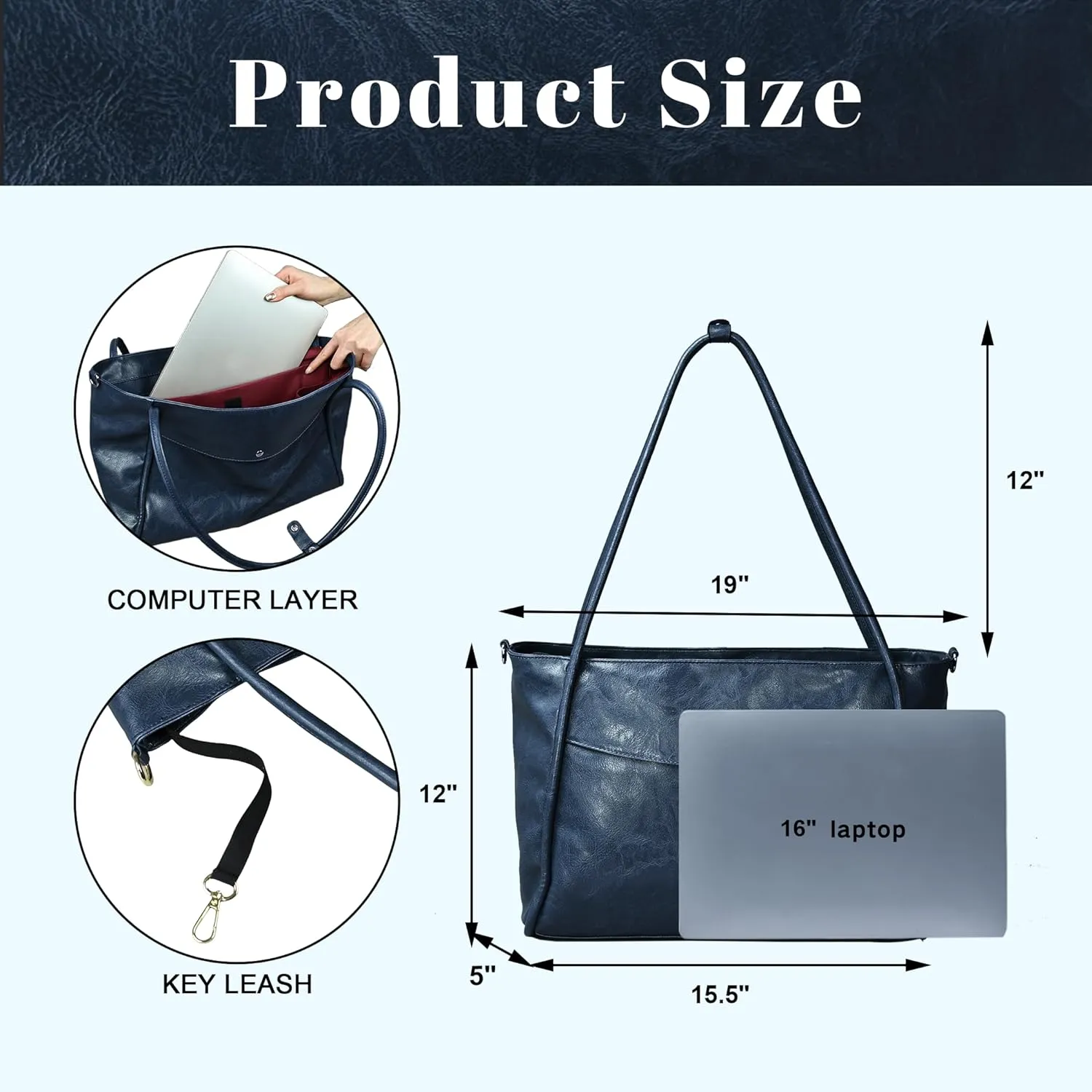 Large Tote Bag for Women Work with Zipper Vegan Leather Shoulder Bags Travel Purses and Handbags Weekender Bags