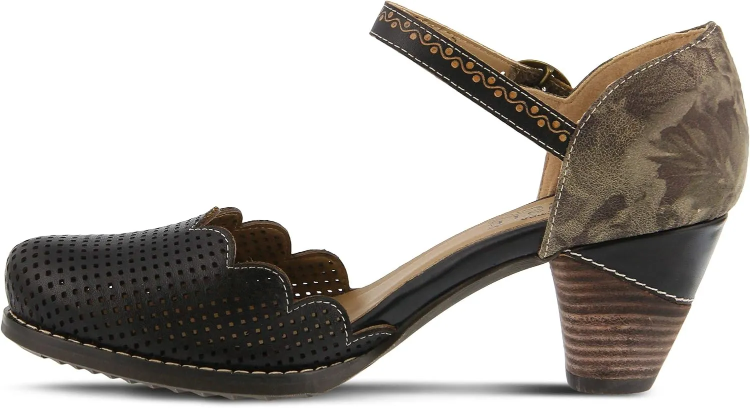 L'Artiste Parchelle Women's Hand Painted Leather D'Orsay Shoes with Strap