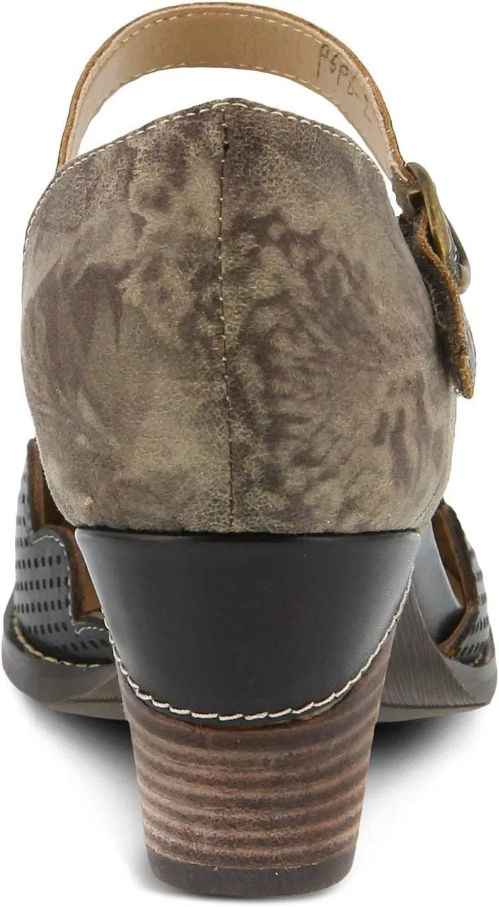L'Artiste Parchelle Women's Hand Painted Leather D'Orsay Shoes with Strap
